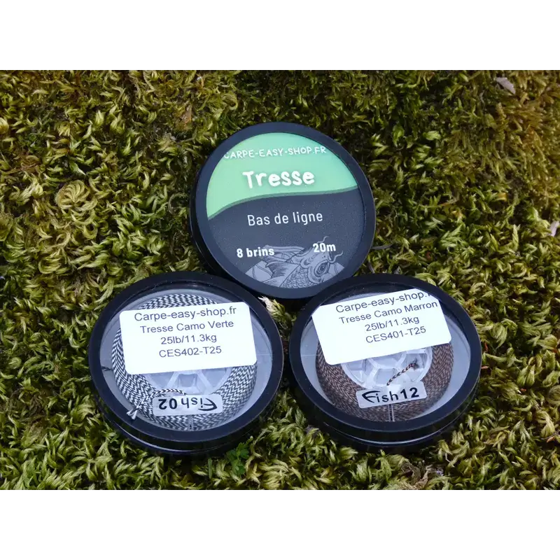 Tresse camo verte pour bas de ligne carpe - Idéale pour fonds herbeux ou vaseux - Carpe Easy Shop