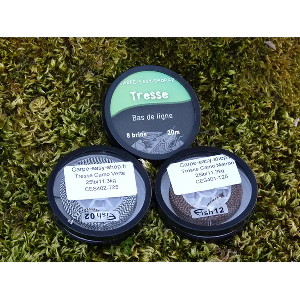 Tresse camo verte pour bas de ligne carpe - Idéale pour fonds herbeux ou vaseux - Carpe Easy Shop